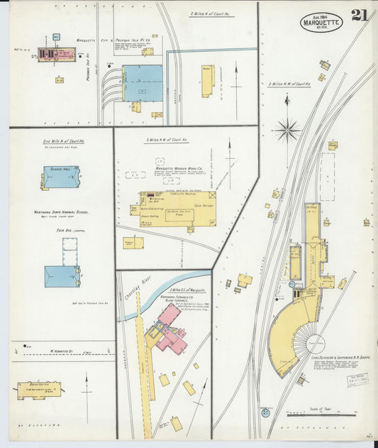 Sanborn Fire Insurance Map from Marquette, Marquette County, Michigan (1904), Sheet #0021 - Historic Sanborn Fire Insurance Map Print, vintage old map wall art, antique decor, genealogy gift, Michigan Michigan map