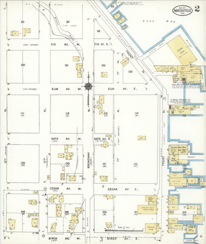 Sanborn Fire Insurance Map from Marshfield, Coos County, Oregon (1911), Sheet #0002 - Complete Map Set gallery image, historic Sanborn map, vintage wall art, Oregon Oregon