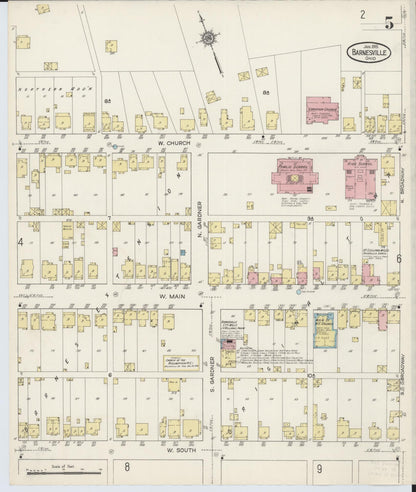 Sanborn Fire Insurance Map from Barnesville, Belmont County, Ohio (1915), Sheet #0005 - Historic Sanborn Fire Insurance Map Print, vintage old map wall art, antique decor, genealogy gift, Ohio Ohio map