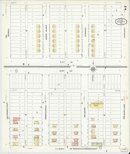 Sanborn Fire Insurance Map from Gary, Lake County, Indiana (1911), Sheet #0007 - Historic Sanborn Fire Insurance Map Print, vintage old map wall art, antique decor, genealogy gift, Indiana Indiana map