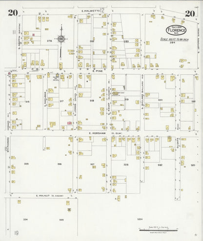 Sanborn Fire Insurance Map from Florence, Florence County, South Carolina (1924), Sheet #0020 - Complete Map Set gallery image, historic Sanborn map, vintage wall art, South Carolina South Carolina
