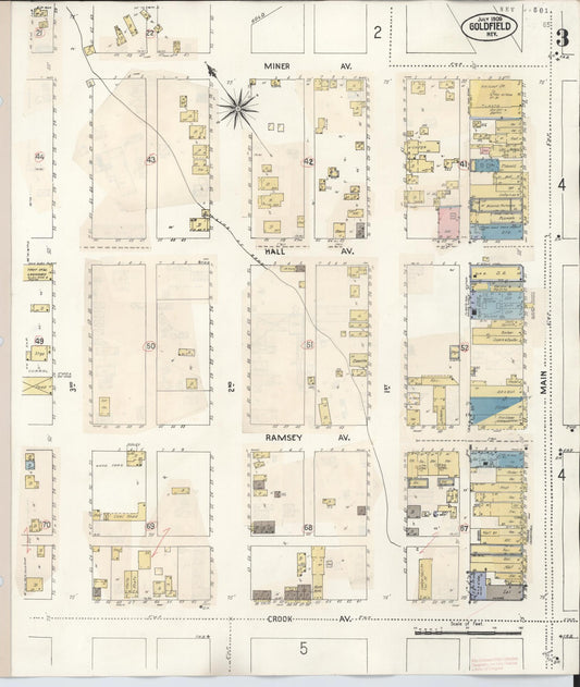 Sanborn Fire Insurance Map from Goldfield, Esmeralda County, Nevada (1917), Sheet #0003 - Historic Sanborn Fire Insurance Map Print, vintage old map wall art, antique decor, genealogy gift, Nevada Nevada map