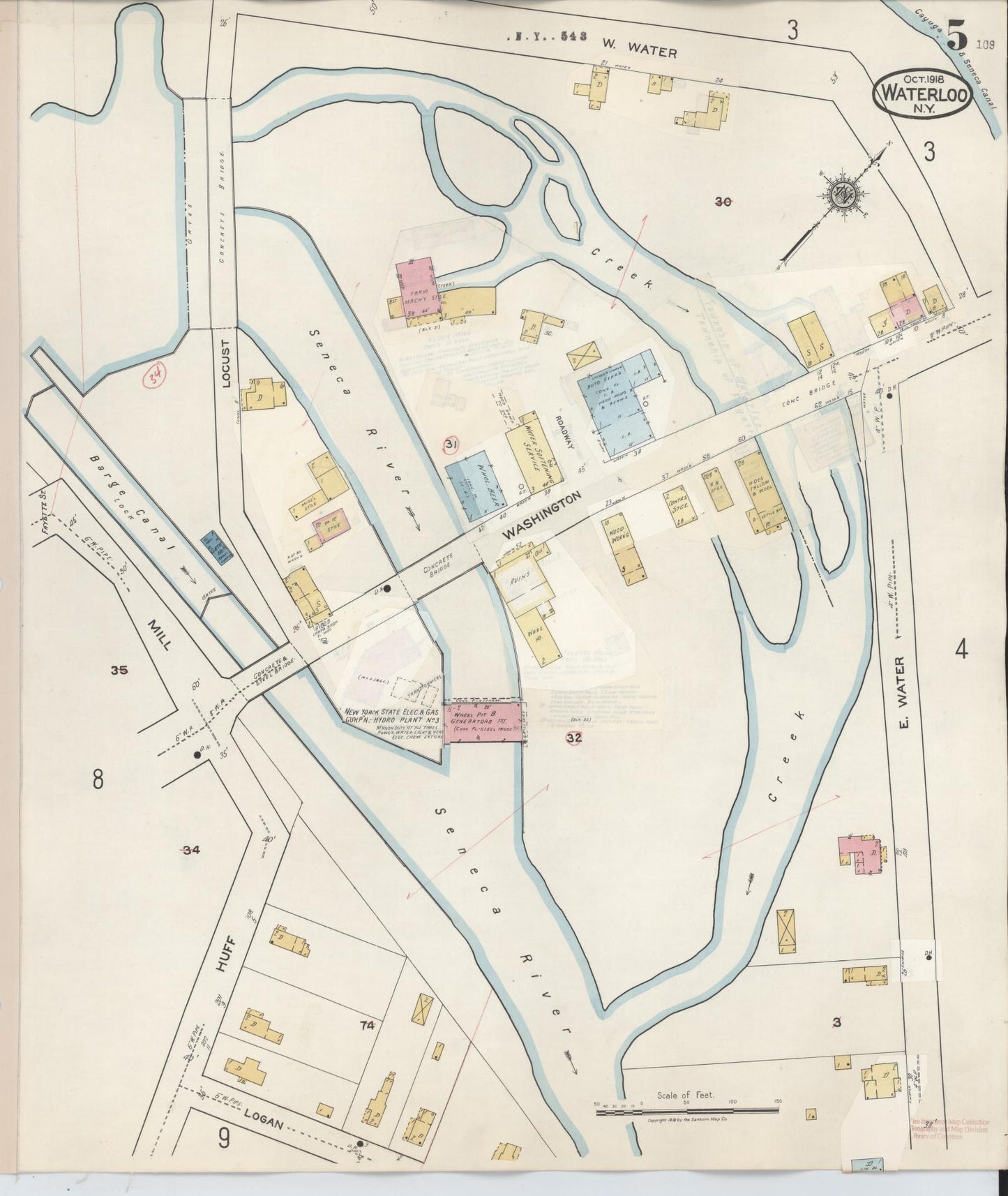 Sanborn Fire Insurance Map from Waterloo, Seneca County, New York (1948), Sheet #0005 - Complete Map Set gallery image, historic Sanborn map, vintage wall art, New York New York