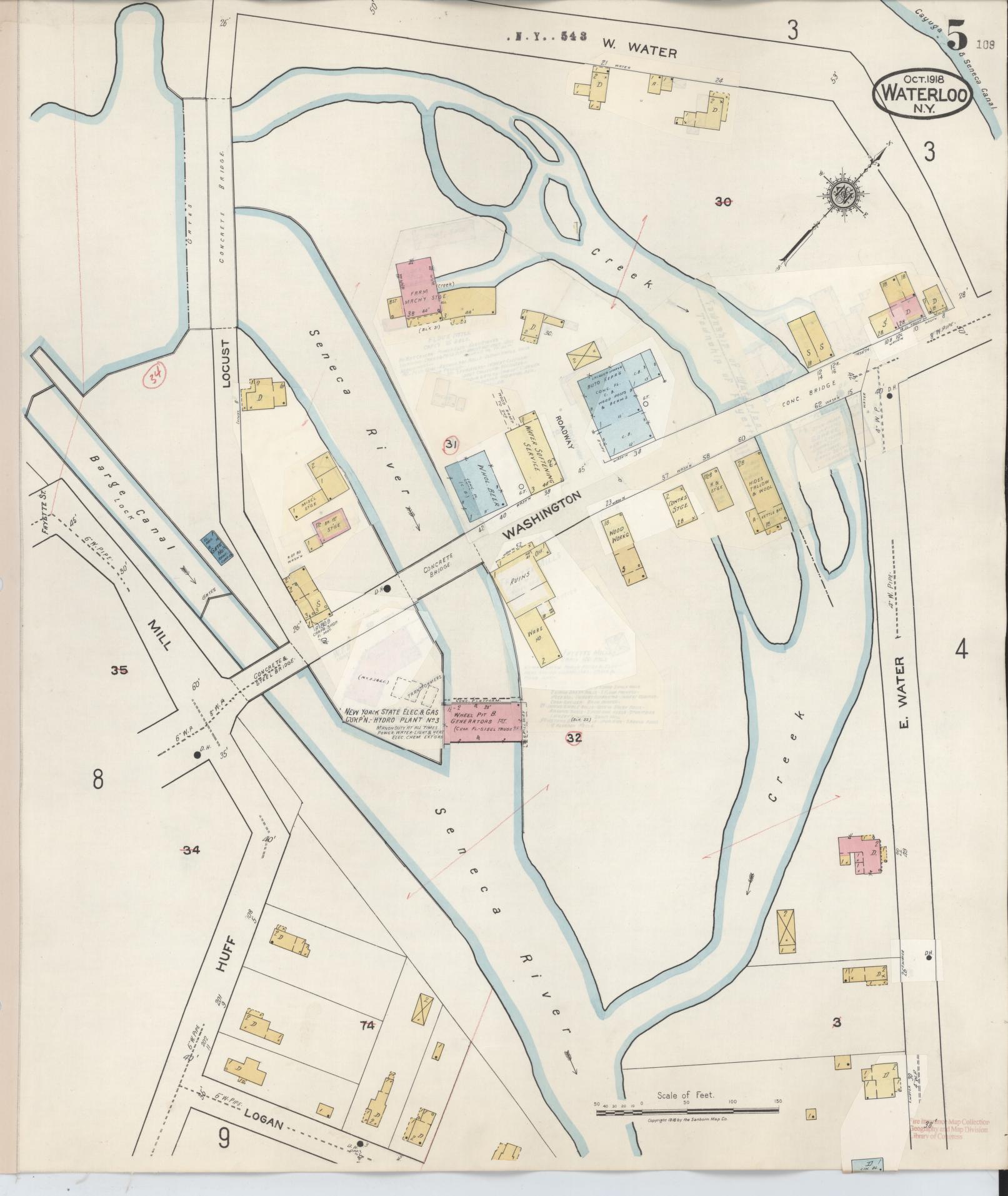 Sanborn Fire Insurance Map from Waterloo, Seneca County, New York (1948), Sheet #0005 - Complete Map Set gallery image, historic Sanborn map, vintage wall art, New York New York