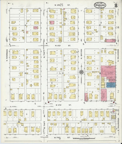 Sanborn Fire Insurance Map from Okmulgee, Okmulgee County, Oklahoma (1920), Sheet #0008 - Complete Map Set gallery image, historic Sanborn map, vintage wall art, Oklahoma Oklahoma