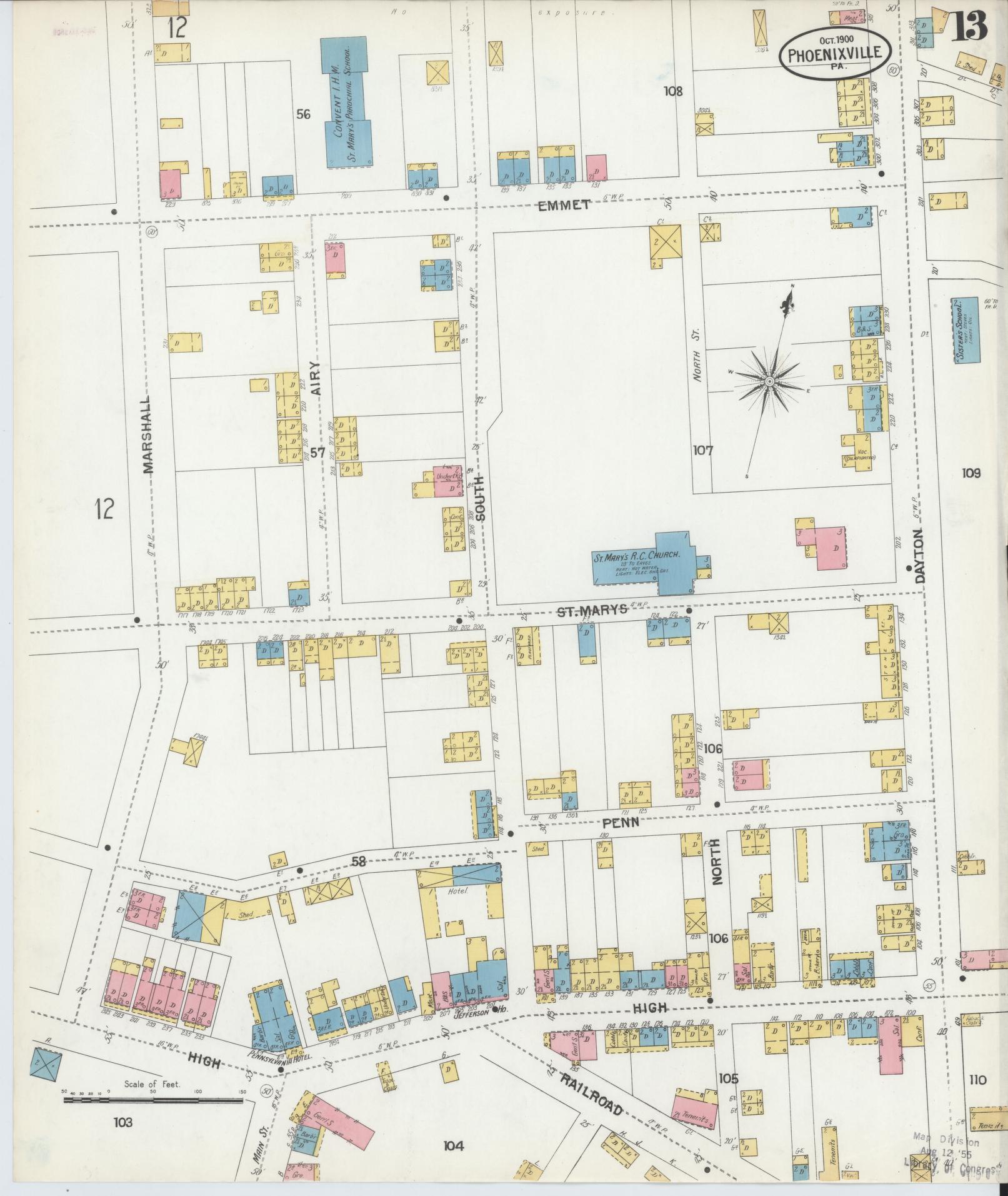 Sanborn Fire Insurance Map from Phoenixville, Chester County, Pennsylvania (1900), Sheet #0013 - Complete Map Set gallery image, historic Sanborn map, vintage wall art, Pennsylvania Pennsylvania