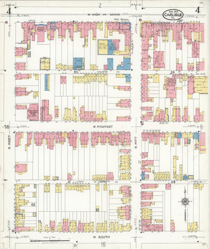 Sanborn Fire Insurance Map from Carlisle, Cumberland County, Pennsylvania (1923), Sheet #0004 - Complete Map Set gallery image, historic Sanborn map, vintage wall art, Pennsylvania Pennsylvania