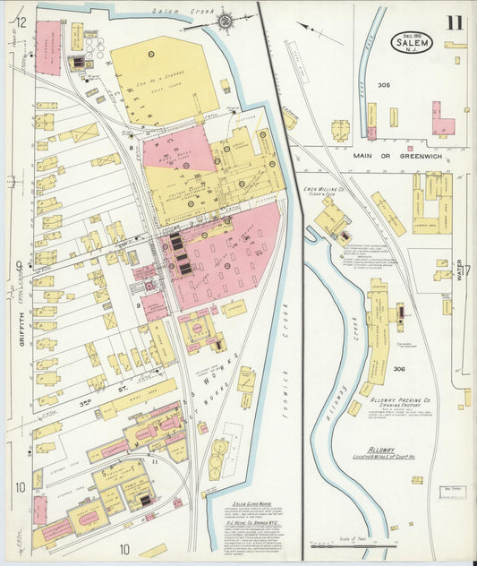 Sanborn Fire Insurance Map from Salem, Salem County, New Jersey (1915), Sheet #0011 - Historic Sanborn Fire Insurance Map Print, vintage old map wall art, antique decor, genealogy gift, New Jersey New Jersey map
