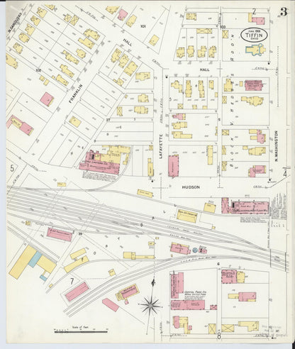 Sanborn Fire Insurance Map from Tiffin, Seneca County, Ohio (1908), Sheet #0003 - Complete Map Set gallery image, historic Sanborn map, vintage wall art, Ohio Ohio