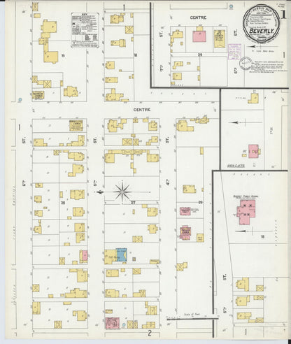 Sanborn Fire Insurance Map from Beverly, Washington County, Ohio (1901), Sheet #0001 - Historic Sanborn Fire Insurance Map Print, vintage old map wall art, antique decor, genealogy gift, Ohio Ohio map