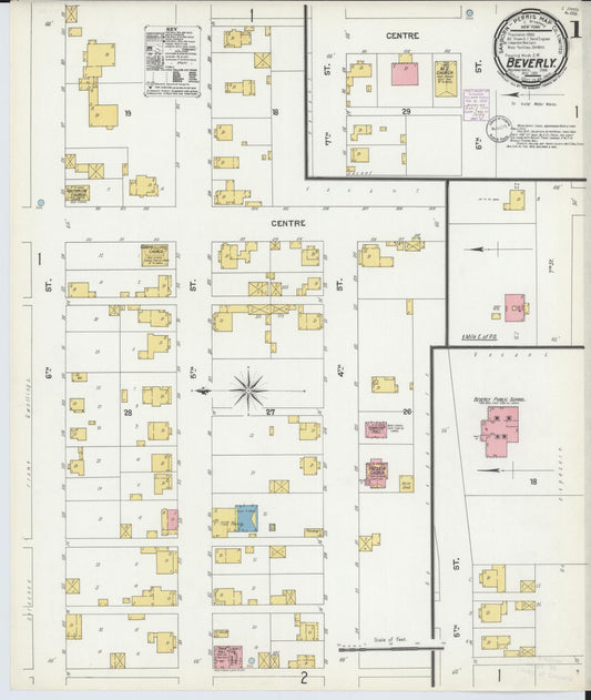 Sanborn Fire Insurance Map from Beverly, Washington County, Ohio (1901), Sheet #0001 - Historic Sanborn Fire Insurance Map Print, vintage old map wall art, antique decor, genealogy gift, Ohio Ohio map