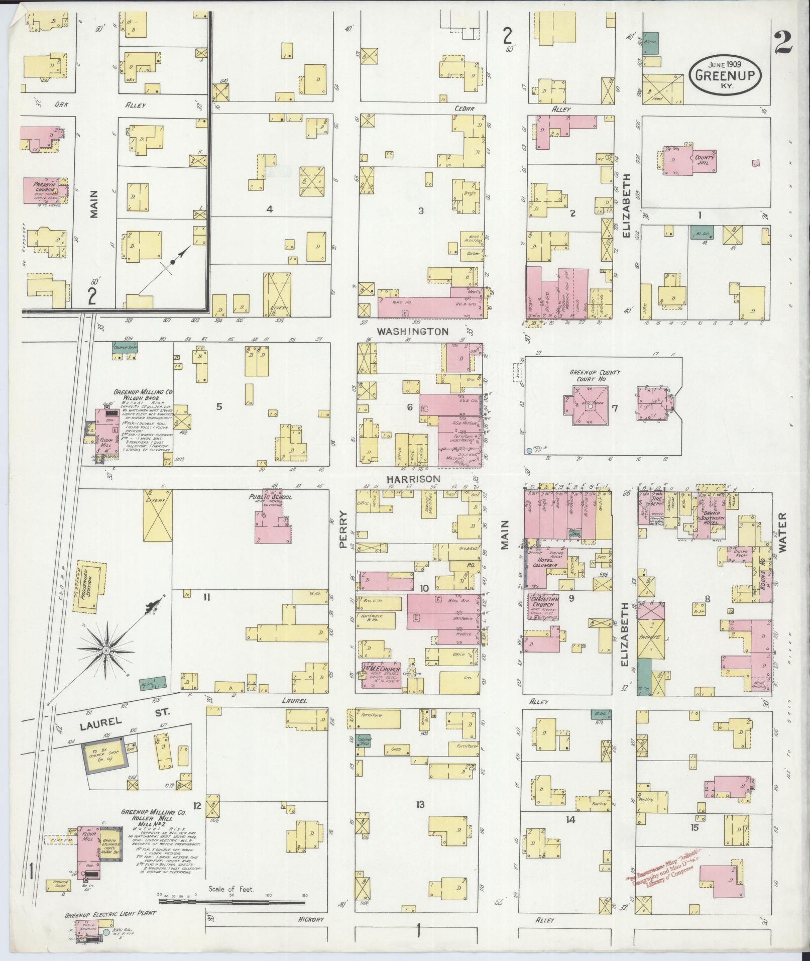 Sanborn Fire Insurance Map from Greenup, Greenup County, Kentucky (1909), Sheet #0002 - Complete Map Set gallery image, historic Sanborn map, vintage wall art, Kentucky Kentucky