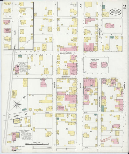Sanborn Fire Insurance Map from Greenup, Greenup County, Kentucky (1909), Sheet #0002 - Complete Map Set gallery image, historic Sanborn map, vintage wall art, Kentucky Kentucky