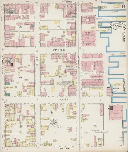 Sanborn Fire Insurance Map from Alexandria, Independent Cities, Virginia (1885), Sheet #0009 - Complete Map Set gallery image, historic Sanborn map, vintage wall art, Virginia Virginia
