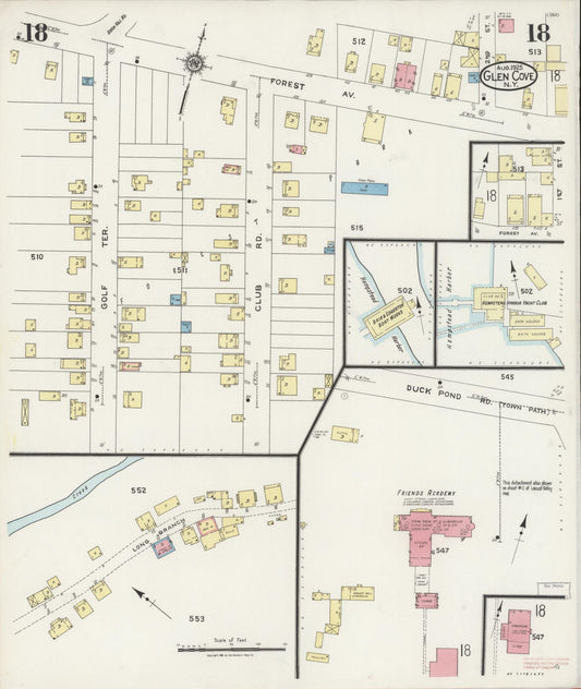 Sanborn Fire Insurance Map from Glen Cove, Nassau County, New York (1925), Sheet #0018 - Historic Sanborn Fire Insurance Map Print, vintage old map wall art, antique decor, genealogy gift, New York New York map