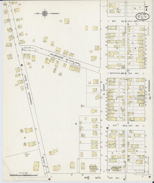 Sanborn Fire Insurance Map from Ely, Saint Louis County, Minnesota (1914), Sheet #0007 - Historic Sanborn Fire Insurance Map Print, vintage old map wall art, antique decor, genealogy gift, Minnesota Minnesota map