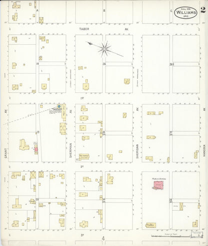 Sanborn Fire Insurance Map from Williams, Coconino County, Arizona (1898), Sheet #0002 - Complete Map Set gallery image, historic Sanborn map, vintage wall art, Arizona Arizona
