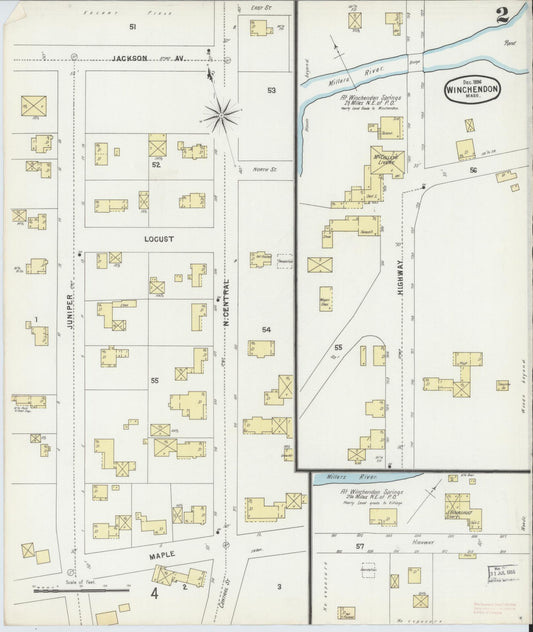 Sanborn Fire Insurance Map from Winchendon, Worcester County, Massachusetts (1896), Sheet #0002 - Historic Sanborn Fire Insurance Map Print, vintage old map wall art, antique decor, genealogy gift, Massachusetts Massachusetts map