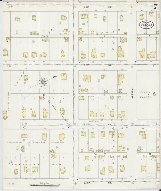 Sanborn Fire Insurance Map from De Kalb, De Kalb County, Illinois (1897), Sheet #0007 - Historic Sanborn Fire Insurance Map Print, vintage old map wall art, antique decor, genealogy gift, Illinois Illinois map