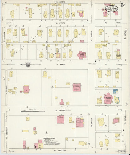Sanborn Fire Insurance Map from Sullivan, Sullivan County, Indiana (1913), Sheet #0005 - Complete Map Set gallery image, historic Sanborn map, vintage wall art, Indiana Indiana