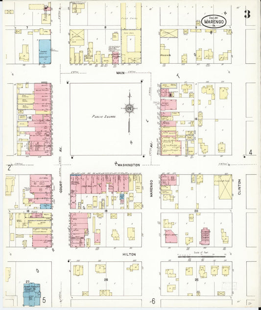 Sanborn Fire Insurance Map from Marengo, Iowa County, Iowa (1911), Sheet #0003 - Historic Sanborn Fire Insurance Map Print, vintage old map wall art
