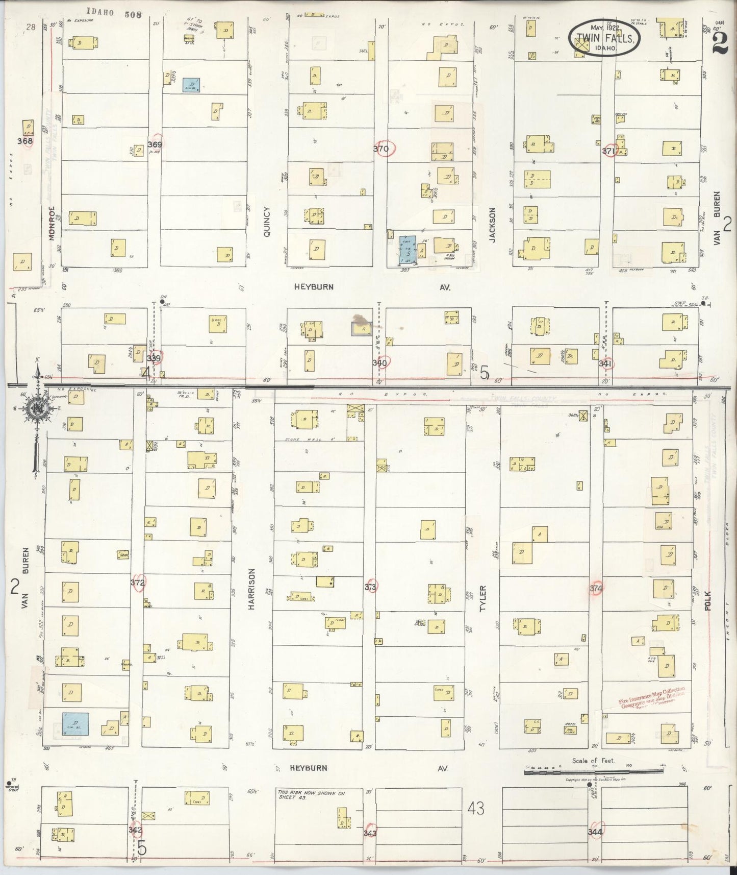 Sanborn Fire Insurance Map from Twin Falls, Twin Falls County, Idaho (1949), Sheet #0002 - Complete Map Set gallery image, historic Sanborn map, vintage wall art, Falls Idaho