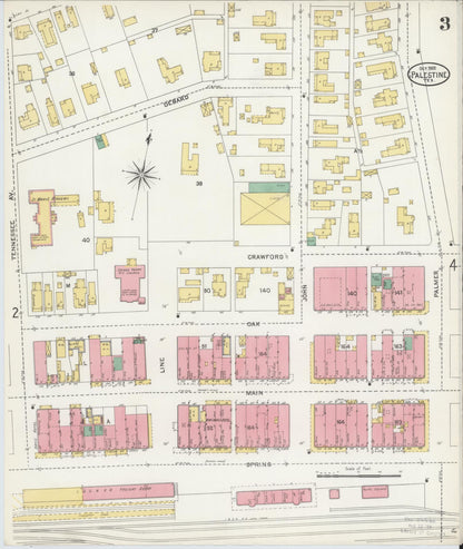 Sanborn Fire Insurance Map from Palestine, Anderson County, Texas (1905), Sheet #0003 - Complete Map Set gallery image, historic Sanborn map, vintage wall art, Texas Texas