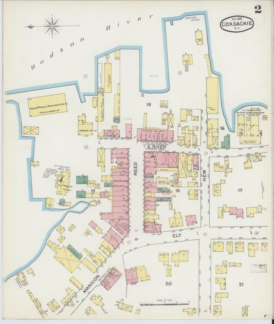 Sanborn Fire Insurance Map from Coxsackie, Greene County, New York (1892), Sheet #0002 - Historic Sanborn Fire Insurance Map Print, vintage old map wall art, antique decor, genealogy gift, New York New York map