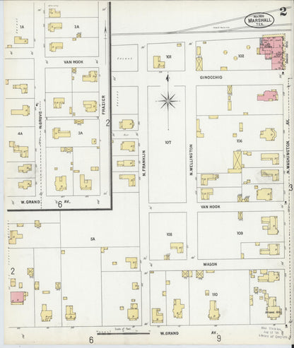 Sanborn Fire Insurance Map from Marshall, Harrison County, Texas (1899), Sheet #0002 - Complete Map Set gallery image, historic Sanborn map, vintage wall art, Texas Texas