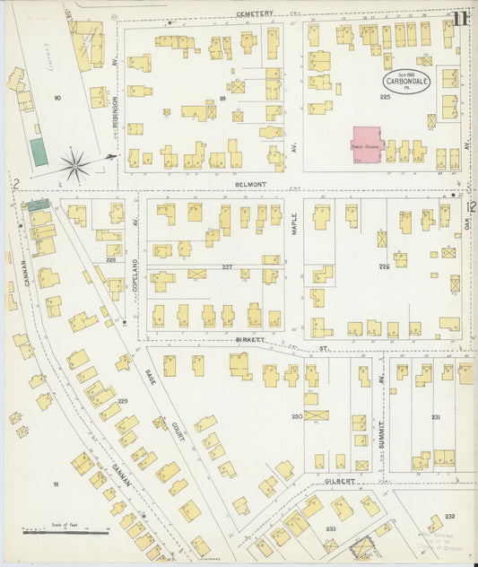 Sanborn Fire Insurance Map from Carbondale, Lackawanna County, Pennsylvania (1903), Sheet #0011 - Historic Sanborn Fire Insurance Map Print, vintage old map wall art, antique decor, genealogy gift, Pennsylvania Pennsylvania map
