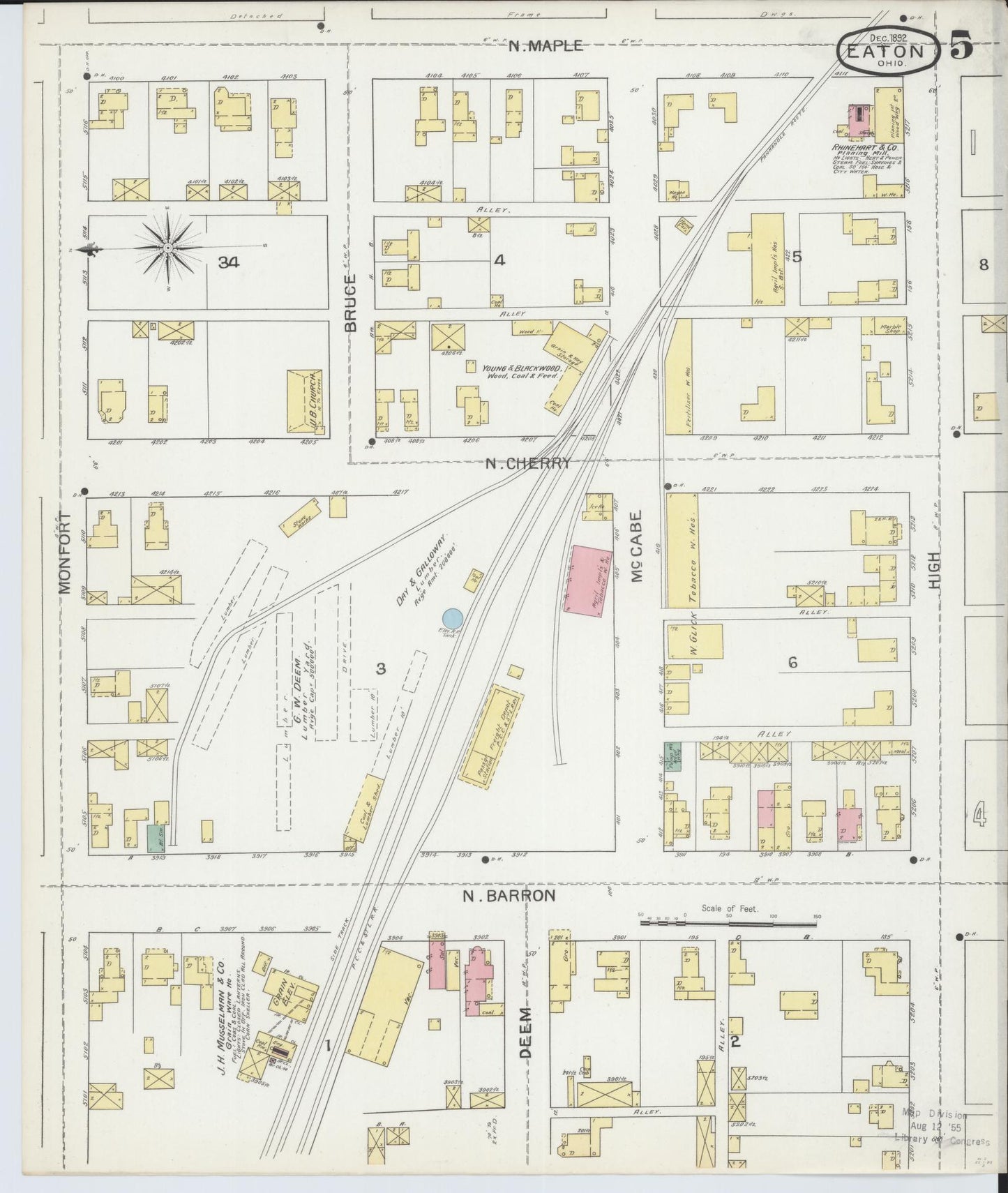 Sanborn Fire Insurance Map from Eaton, Preble County, Ohio (1892), Sheet #0005 - Complete Map Set gallery image, historic Sanborn map, vintage wall art, Ohio Ohio