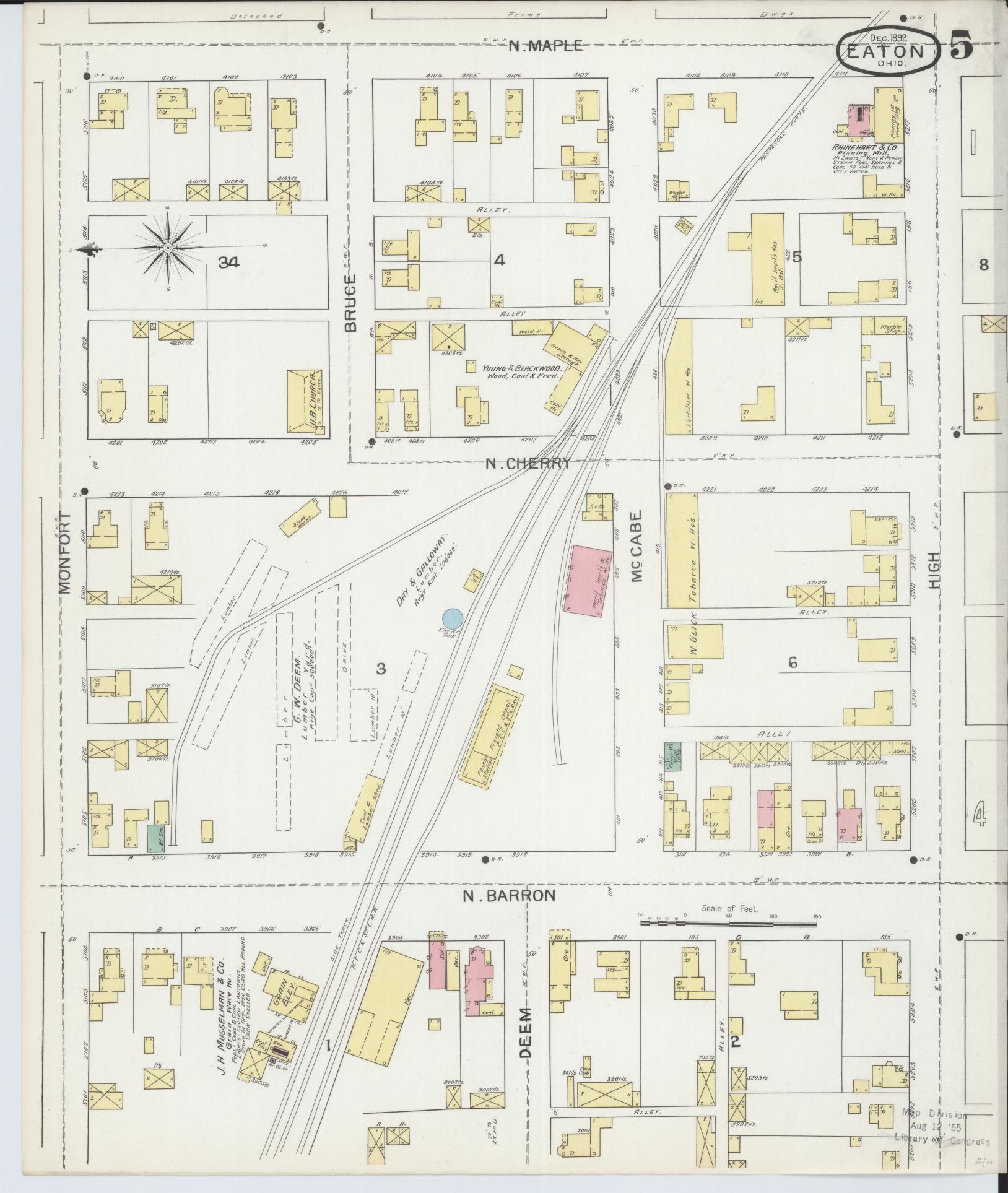 Sanborn Fire Insurance Map from Eaton, Preble County, Ohio (1892), Sheet #0005 - Complete Map Set gallery image, historic Sanborn map, vintage wall art, Ohio Ohio