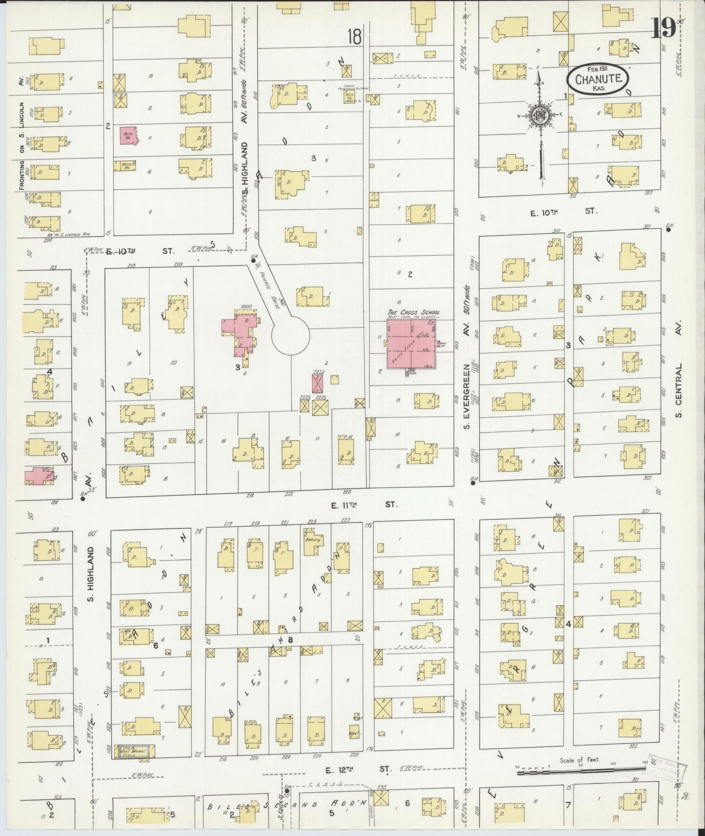 Sanborn Fire Insurance Map from Chanute, Neosho County, Kansas (1911), Sheet #0019 - Complete Map Set gallery image, historic Sanborn map, vintage wall art, Kansas Kansas
