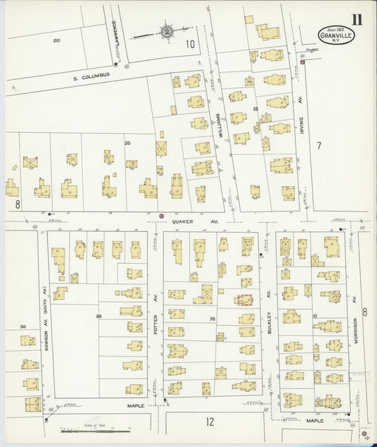 Sanborn Fire Insurance Map from Granville, Washington County, New York (1912), Sheet #0011 - Historic Sanborn Fire Insurance Map Print, vintage old map wall art, antique decor, genealogy gift, New York New York map