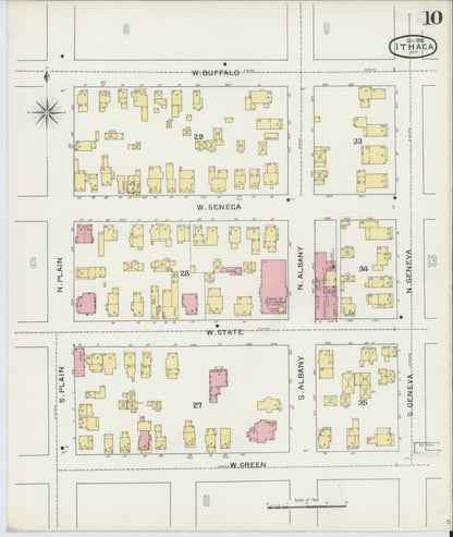 Sanborn Fire Insurance Map from Ithaca, Tompkins County, New York (1893), Sheet #0010 - Complete Map Set gallery image, historic Sanborn map, vintage wall art, New York New York
