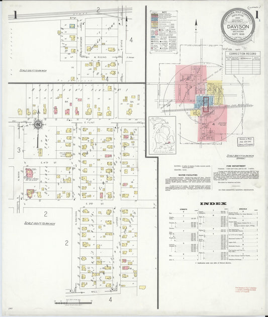 Sanborn Fire Insurance Map from Davison, Genesee County, Michigan (1939), Sheet #0001 - Complete Map Set gallery image, historic Sanborn map, vintage wall art, Michigan Michigan