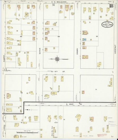 Sanborn Fire Insurance Map from Vineland, Cumberland County, New Jersey (1912), Sheet #0018 - Complete Map Set gallery image, historic Sanborn map, vintage wall art, New Jersey New Jersey
