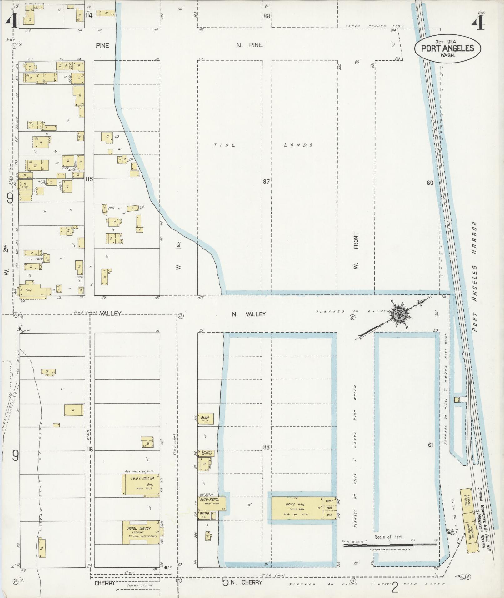 Sanborn Fire Insurance Map from Port Angeles, Clallam County, Washington (1924), Sheet #0004 - Complete Map Set gallery image, historic Sanborn map, vintage wall art, Washington Washington