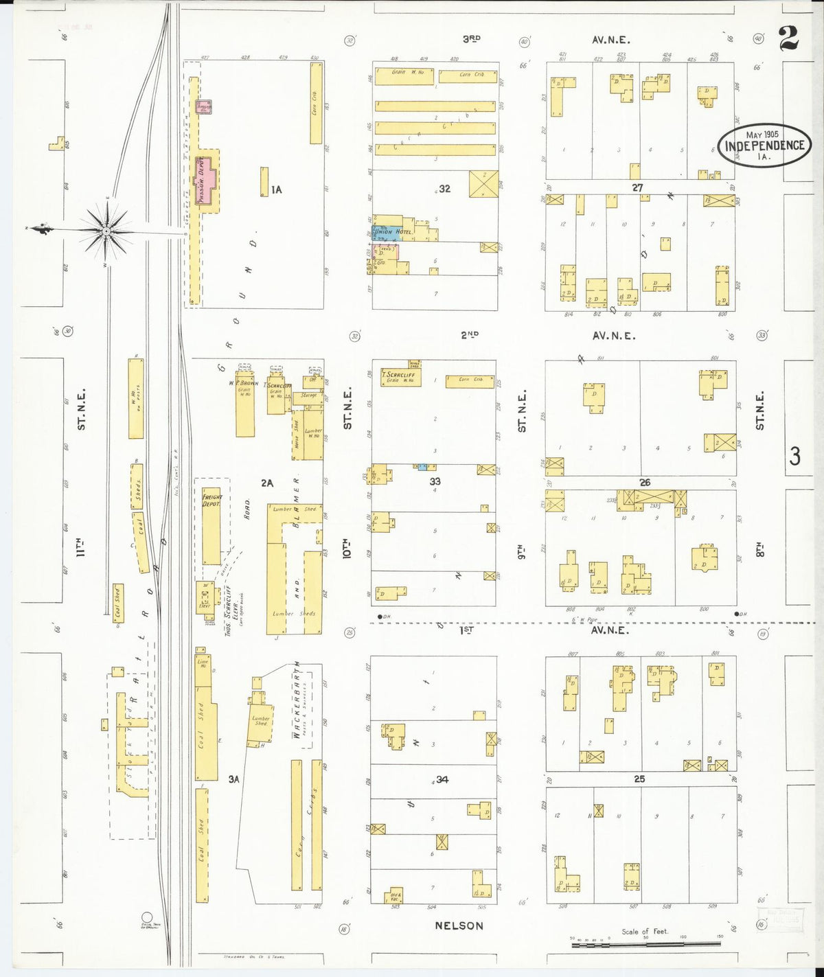 Sanborn Fire Insurance Map from Independence, Buchanan County, Iowa (1905), Sheet #0002 - Historic Sanborn Fire Insurance Map Print
