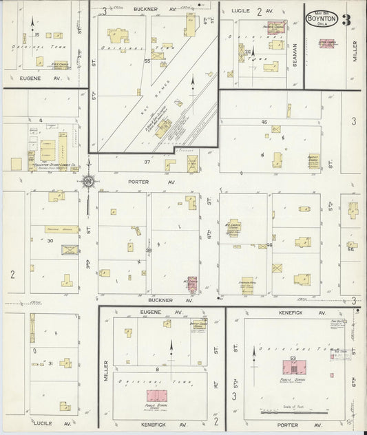 Sanborn Fire Insurance Map from Boynton, Muskogee County, Oklahoma (1914), Sheet #0003 - Historic Sanborn Fire Insurance Map Print, vintage old map wall art, antique decor, genealogy gift, Oklahoma Oklahoma map
