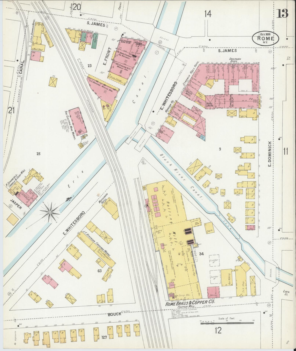 Sanborn Fire Insurance Map from Rome, Oneida County, New York (1899), Sheet #0013 - Complete Map Set gallery image, historic Sanborn map, vintage wall art, New York New York