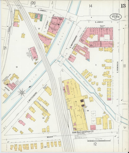 Sanborn Fire Insurance Map from Rome, Oneida County, New York (1899), Sheet #0013 - Complete Map Set gallery image, historic Sanborn map, vintage wall art, New York New York
