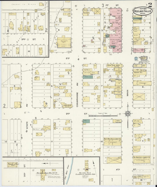 Sanborn Fire Insurance Map from Red Lake Falls, Red Lake County, Minnesota (1909), Sheet #0002 - Historic Sanborn Fire Insurance Map Print, vintage old map wall art, antique decor, genealogy gift, Minnesota Minnesota map