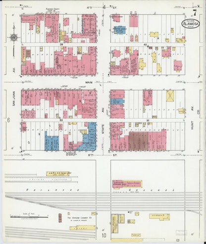 Sanborn Fire Insurance Map from Alamosa, Alamosa County, Colorado (1919), Sheet #0007 - Complete Map Set gallery image, historic Sanborn map, vintage wall art, Colorado Colorado