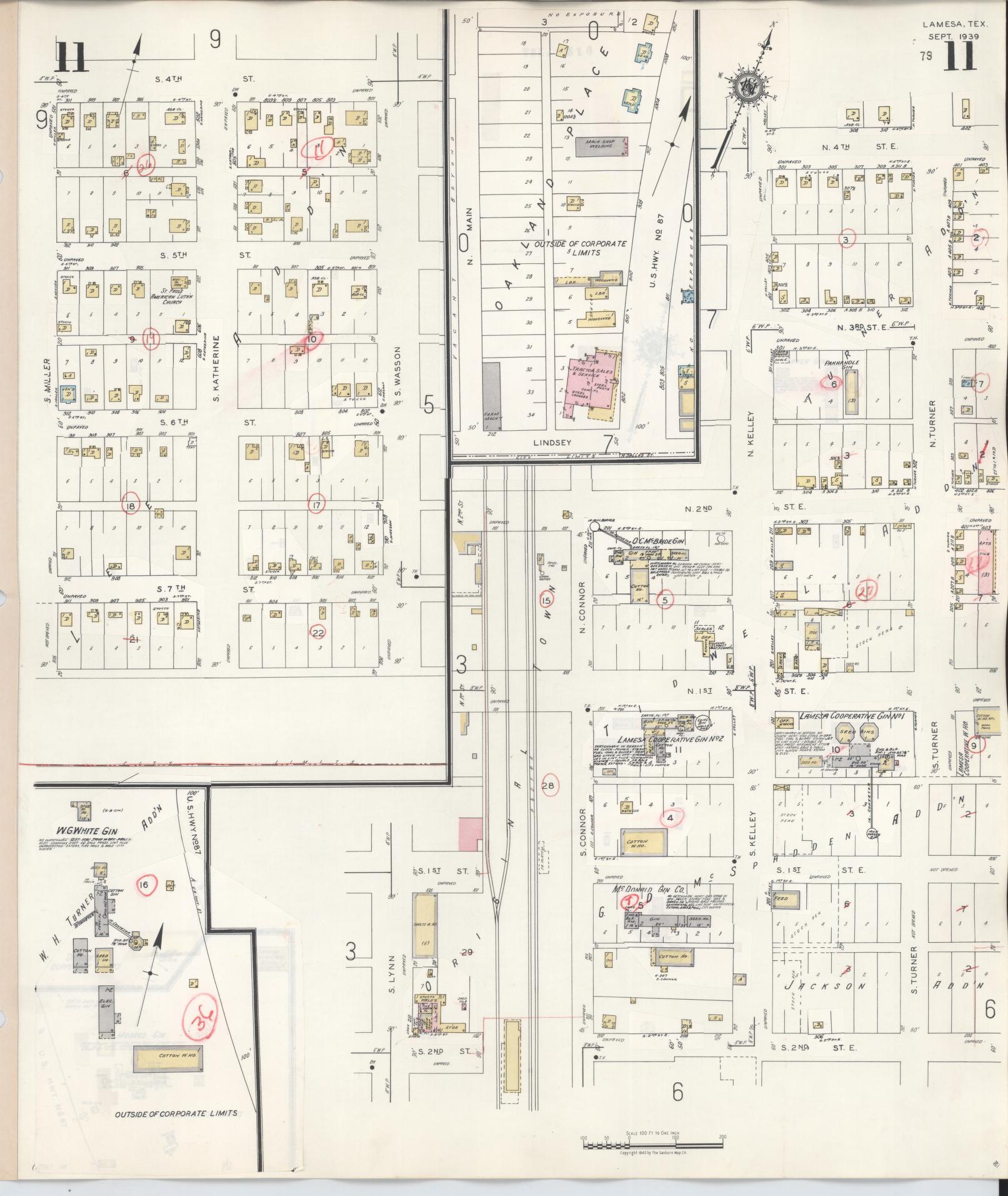 Sanborn Fire Insurance Map from Lamesa, Dawson County, Texas (1948), Sheet #0011 - Historic Sanborn Fire Insurance Map Print, vintage old map wall art, antique decor, genealogy gift, Texas Texas map