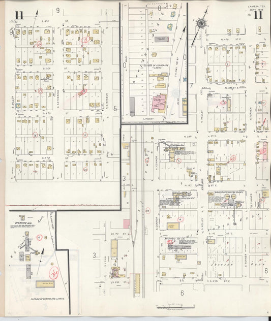 Sanborn Fire Insurance Map from Lamesa, Dawson County, Texas (1948), Sheet #0011 - Historic Sanborn Fire Insurance Map Print, vintage old map wall art, antique decor, genealogy gift, Texas Texas map