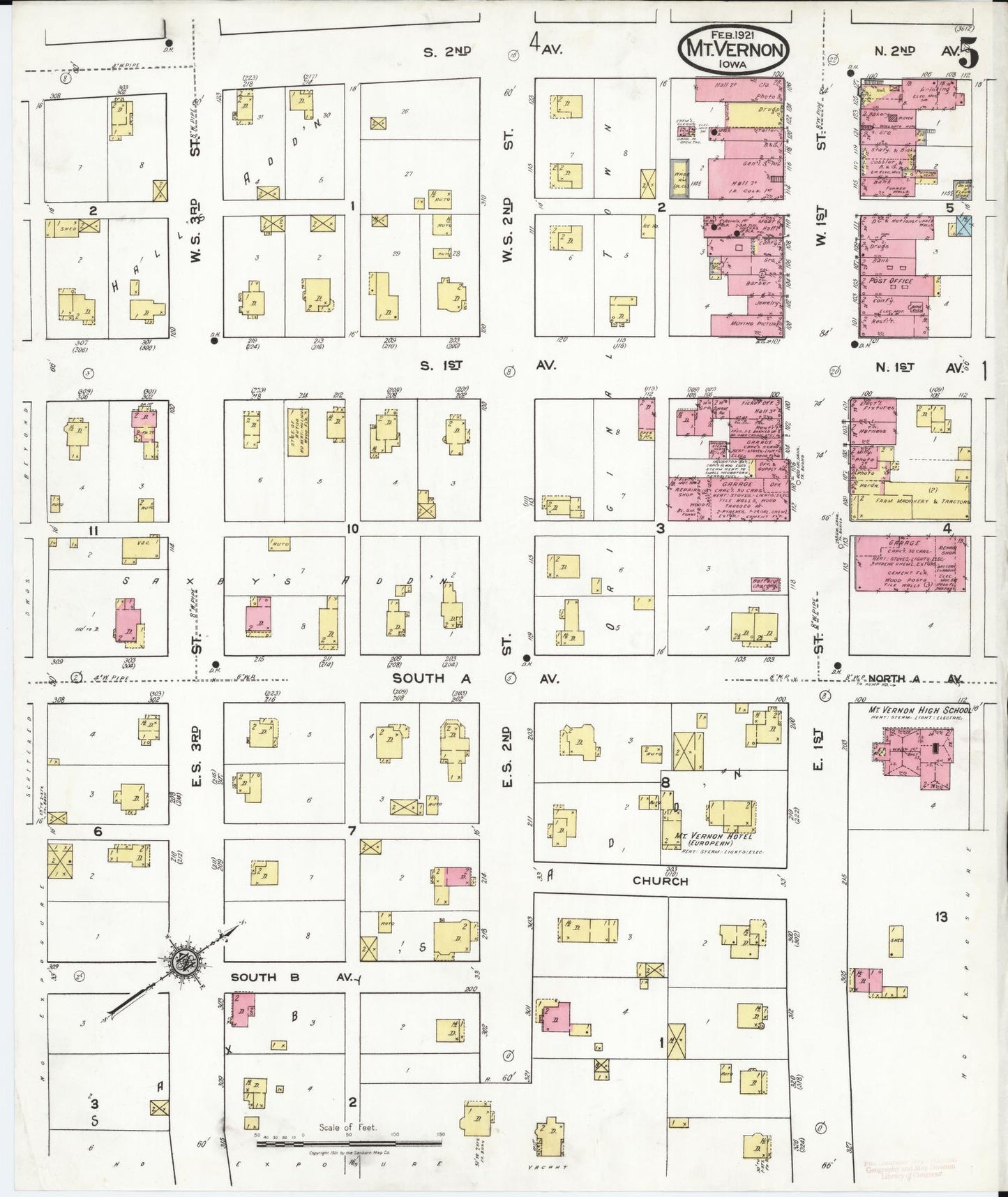 Sanborn Fire Insurance Map from Mount Vernon, Linn County, Iowa (1921), Sheet #0005 - Historic Sanborn Fire Insurance Map Print