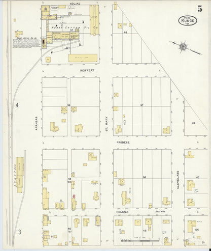 Sanborn Fire Insurance Map from Runge, Karnes County, Texas (1912), Sheet #0005 - Historic Sanborn Fire Insurance Map Print, vintage old map wall art, antique decor, genealogy gift, Texas Texas map