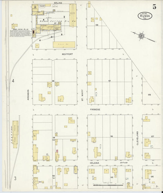 Sanborn Fire Insurance Map from Runge, Karnes County, Texas (1912), Sheet #0005 - Historic Sanborn Fire Insurance Map Print, vintage old map wall art, antique decor, genealogy gift, Texas Texas map