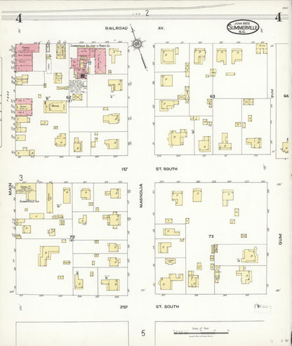 Sanborn Fire Insurance Map from Summerville, Dorchester County, South Carolina (1923), Sheet #0004 - Complete Map Set gallery image, historic Sanborn map, vintage wall art, South Carolina South Carolina